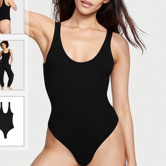 Victoria's Secret Tops - NEW Victorias Secret ribbed bodysuit medium black